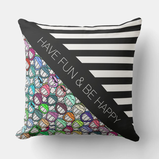 BG Stripes Pattern wide black + cool group Outdoor Pillow (Front)