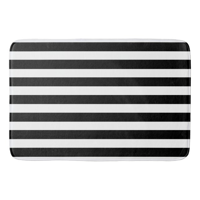 BG Stripes Pattern wide black + your backg. & idea Bathroom Mat (Front)