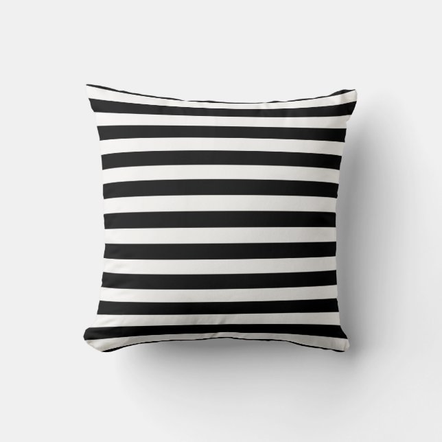 BG Stripes Pattern wride black + your background Throw Pillow (Front)