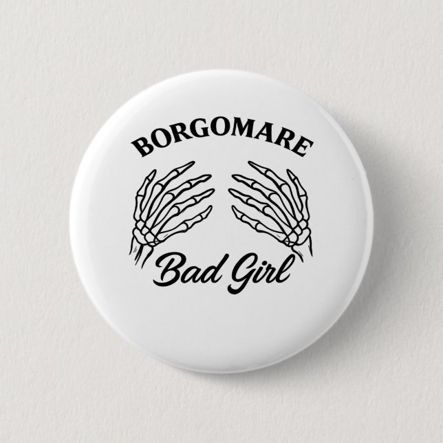 Bgm Bad Girl II Skeleton Heart Hands Edgy Vibe Button (Front)
