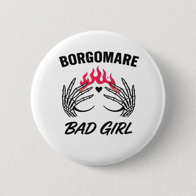 Bgm Bad Girl II Skeleton Heart Hands Edgy Vibe Button (Front)