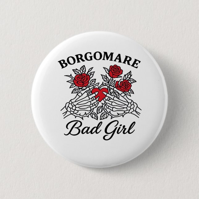 Bgm Bad Girl II Skeleton Heart Hands Edgy Vibe Button (Front)
