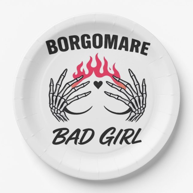 Bgm Bad Girl II Skeleton Heart Hands Edgy Vibe Paper Plates (Front)