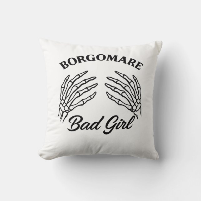 Bgm Bad Girl II Skeleton Heart Hands Edgy Vibe Throw Pillow (Front)