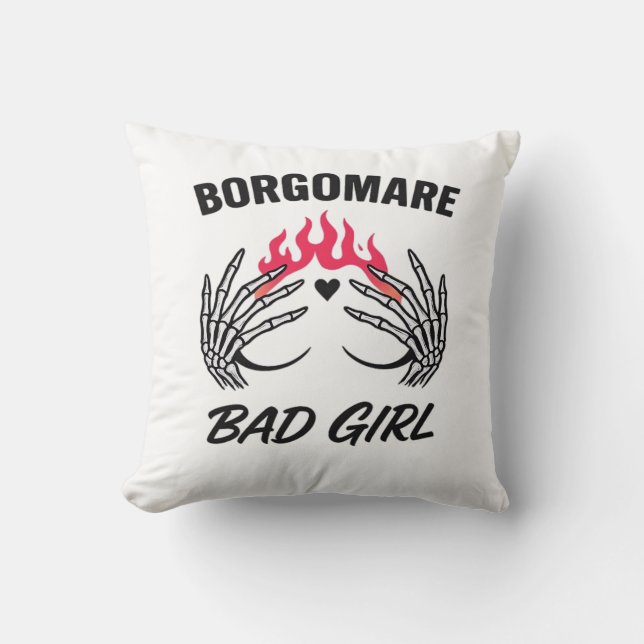 Bgm Bad Girl II Skeleton Heart Hands Edgy Vibe Throw Pillow (Front)