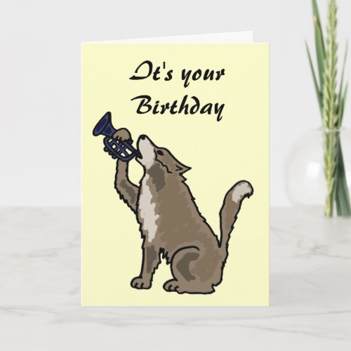 BH_Fun Wolf Playing the Trumpet Birthday Card