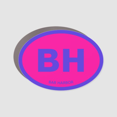 BH Oval Two Letter Custom Blue Hot Pink Neon Car Magnet