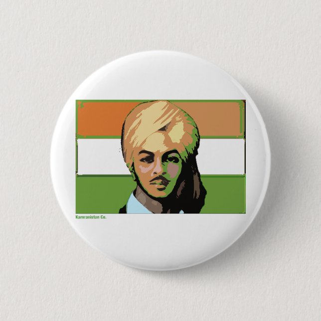 Bhagat Singh: A Revolutionary Hero Pinback Button (Front)