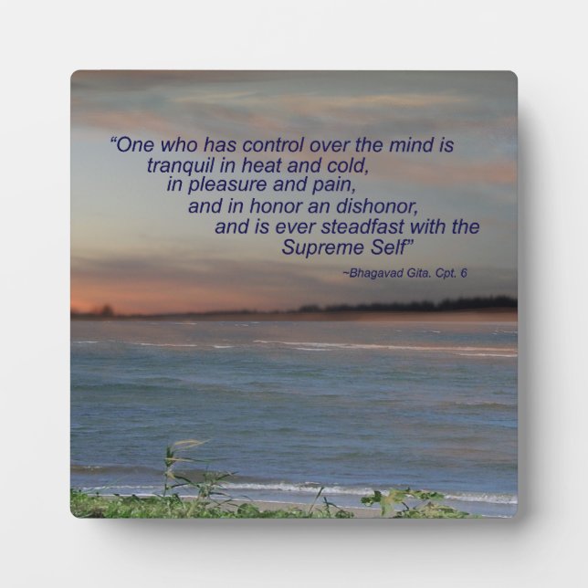 Bhagavad Gita Quote Plaque, “One who has control.. Plaque (Front)