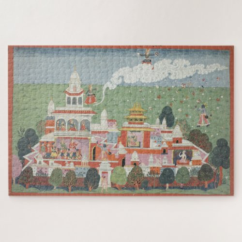 Bhagavata Purana Manuscript Art Pradyumna Sambar Jigsaw Puzzle