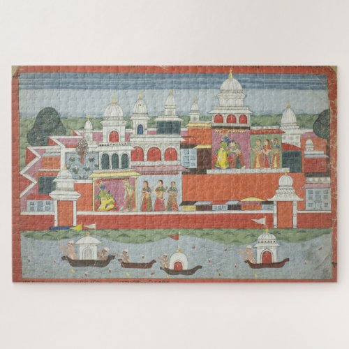 Bhagavata Purana Manuscript Page Rukimi  Krishna Jigsaw Puzzle