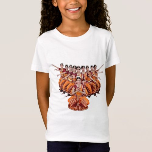Bharatanatyam Blossom White Tee for Young Dancers