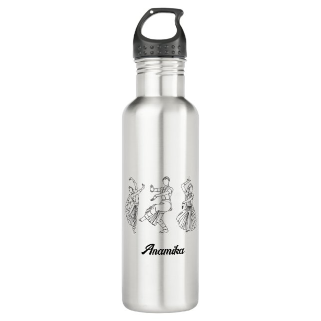 Bharatanatyam Dance custom name Stainless Steel Water Bottle (Front)
