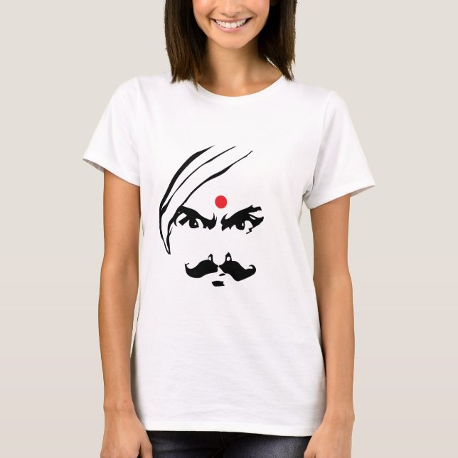 Bharathiyar Angry Face Tamil Poet Quote T-Shirt (Front)