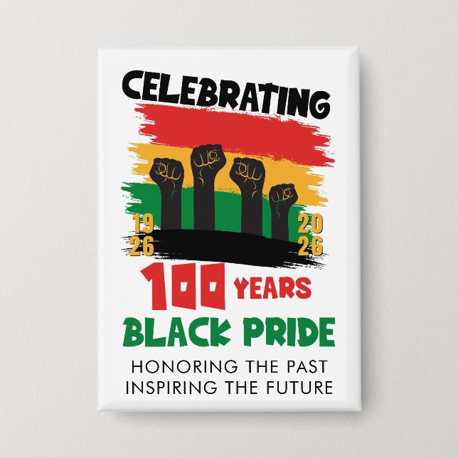 BHM 100 Years Celebrate Black History Month Button (Front)