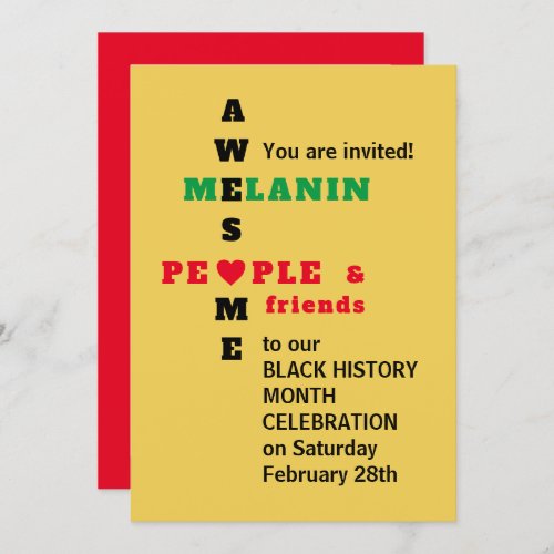 BHM Awesome Melanin  Black History Month Invite