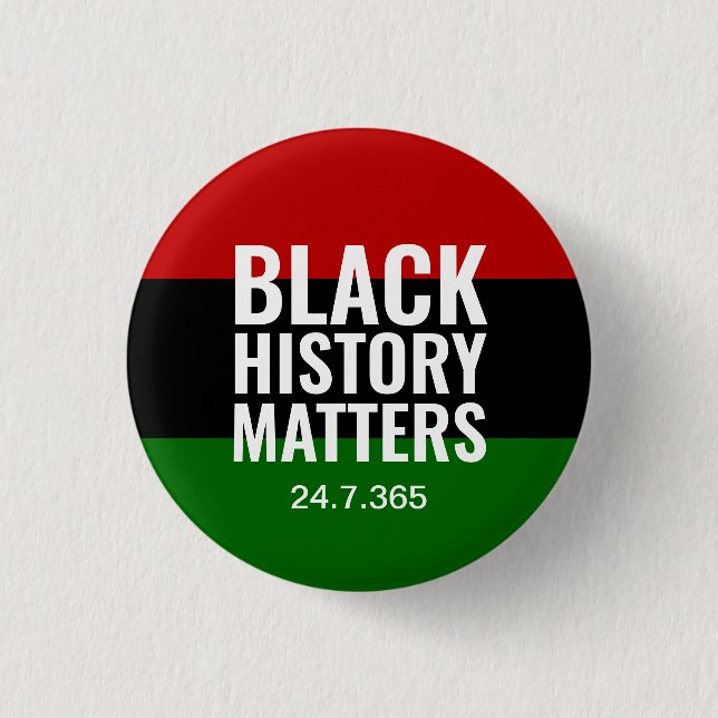 BHM | BLACK HISTORY MATTERS 24.7.365 | BLM BUTTON (Front)