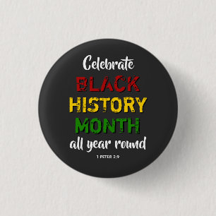 BHM Celebrate Black History Month Bible Christian Button
