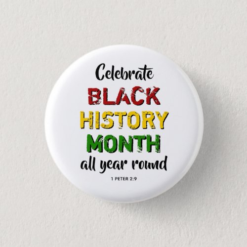 BHM Celebrate Black History Month Christian Bible Button