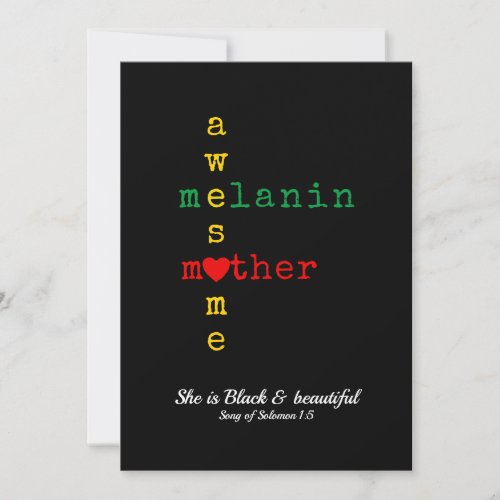 BHM MELANIN MOTHER Proverbs Black History Month  Holiday Card