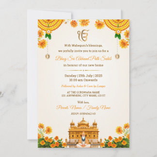 Bhog Sri Akhand Path Sahib Invitation Card