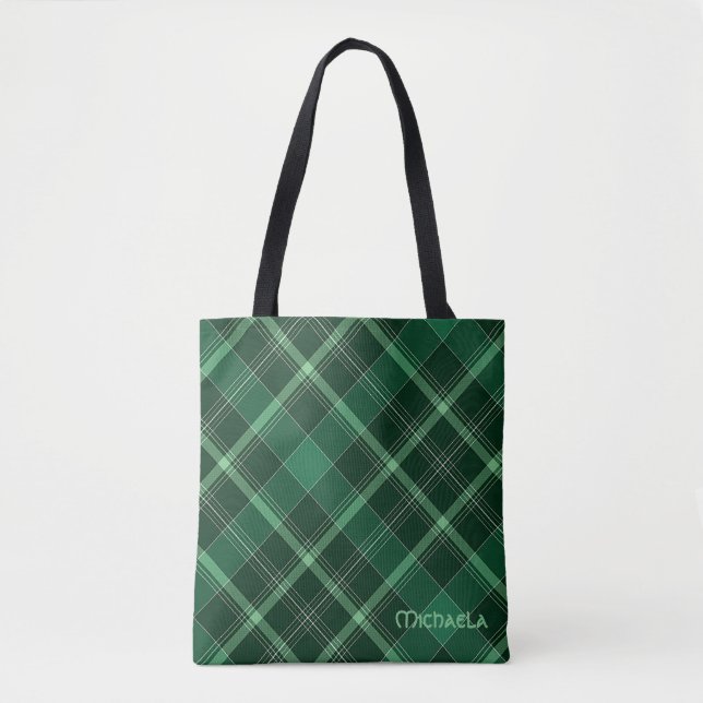 Bhreacain Uaine Plaid Tote Bag (Front)