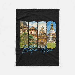 Bhutan Asia Traveling Trip Brushstroke Souvenir Va Fleece Blanket