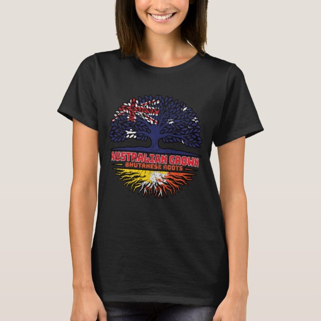 Bhutan Bhutanese Australian Australia Tree Roots T-Shirt (Front)