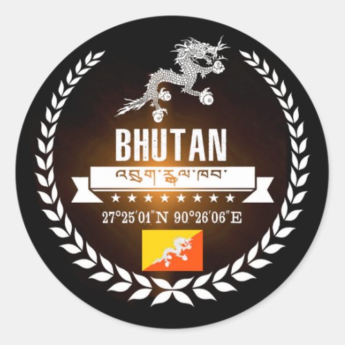 Bhutan Classic Round Sticker