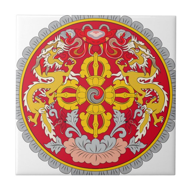 Bhutan Coat of Arms Ceramic Tile (Front)