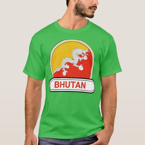 Bhutan Country Badge Bhutan Flag T_Shirt