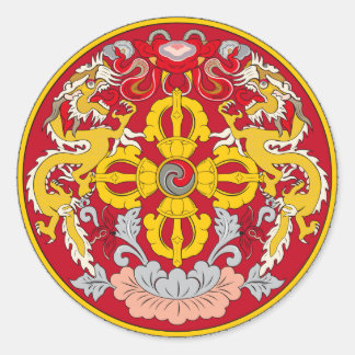 Bhutan emblem. Dragon motif Classic Round Sticker