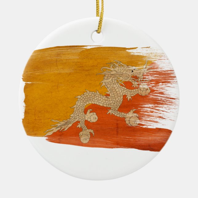 Bhutan Flag Ceramic Ornament (Front)