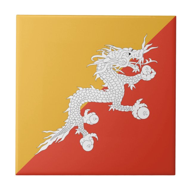 Bhutan Flag Ceramic Tile (Front)