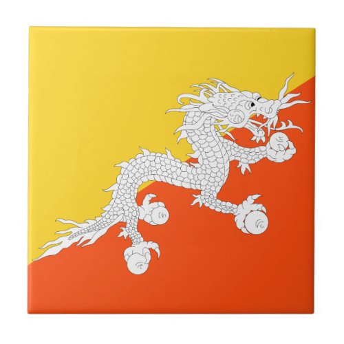 Bhutan flag ceramic tile