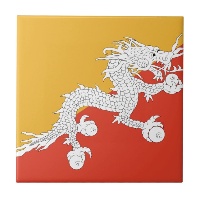 Bhutan Flag Ceramic Tile (Front)