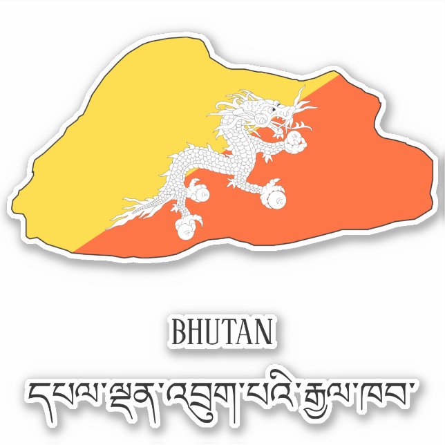 Bhutan Flag Charming Patriotic Map Sticker (Front)