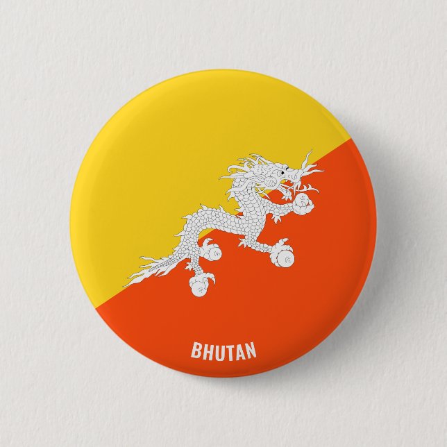 Bhutan Flag Cute Patriotic Button (Front)