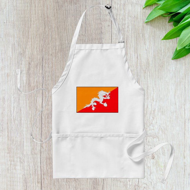 Bhutan Flag Design with White Dragon Adult Apron (Creator Uploaded)
