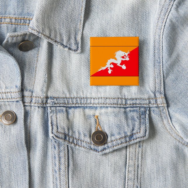 Bhutan Flag Design with White Dragon Button (Creator Uploaded)