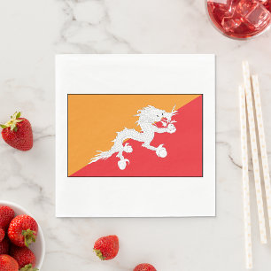 Bhutan Flag Design with White Dragon Napkins