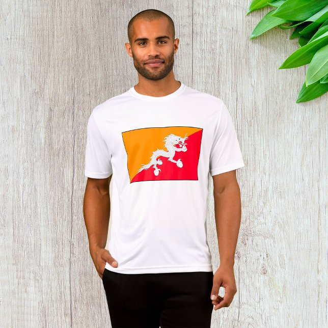 Bhutan Flag Design with White Dragon T-Shirt (Creator Uploaded)