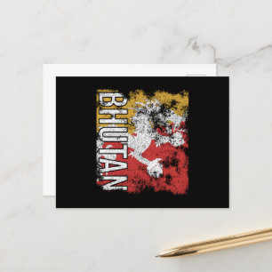 Bhutan Flag Distressed Postcard