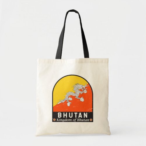 Bhutan Flag Emblem Distressed Vintage Tote Bag