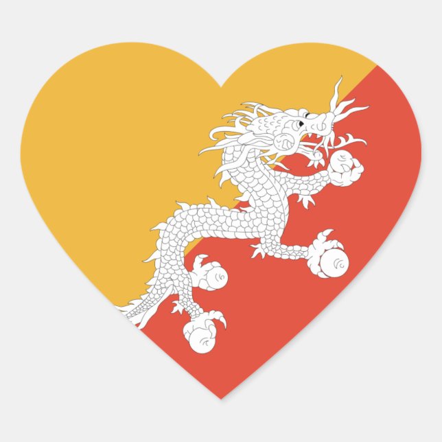 Bhutan Flag Heart Sticker (Front)