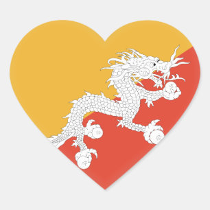 Bhutan Flag Heart Sticker