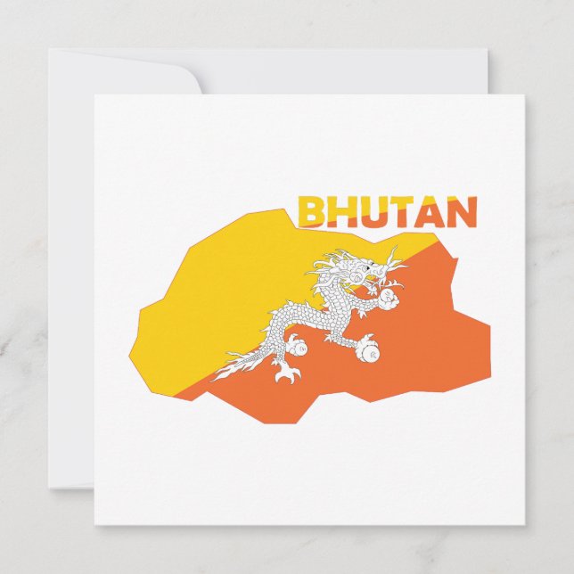 Bhutan Flag In The Country Map Holiday Card (Front)