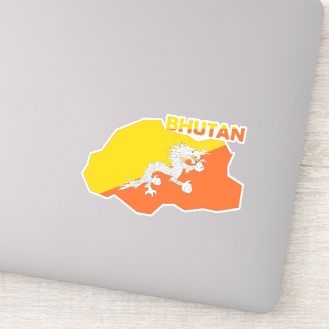 Bhutan Flag In The Country Map Sticker (Detail)