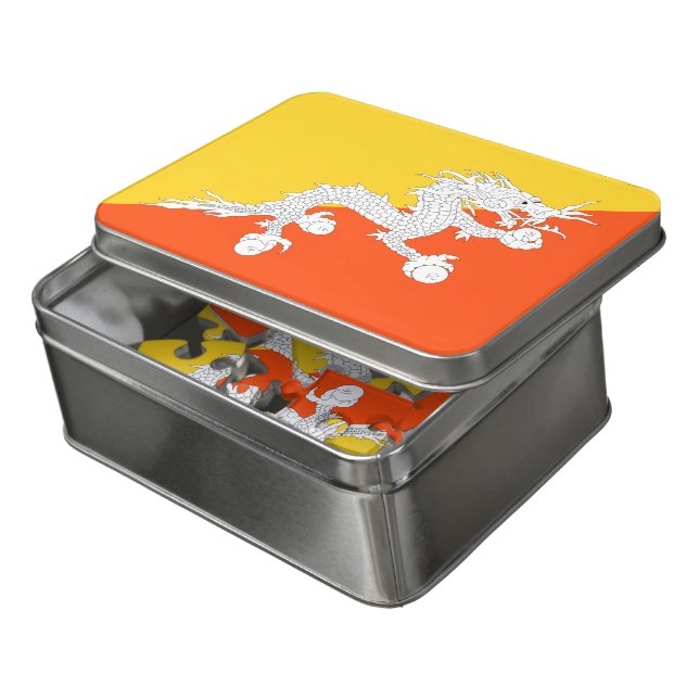 Bhutan flag jigsaw puzzle (Lid Open)