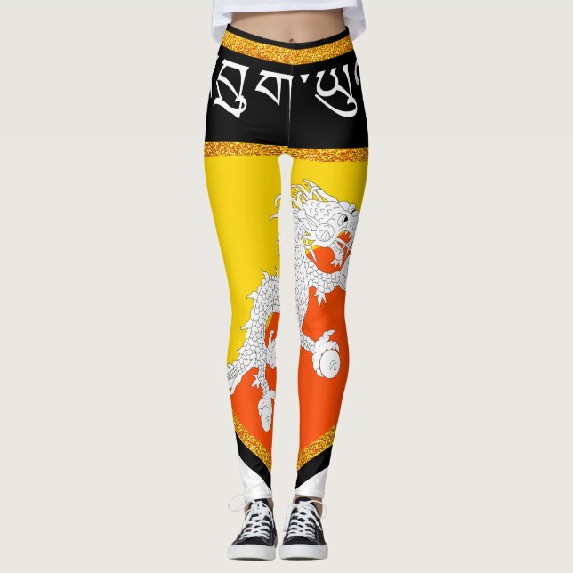Bhutan Flag Leggings (Front)